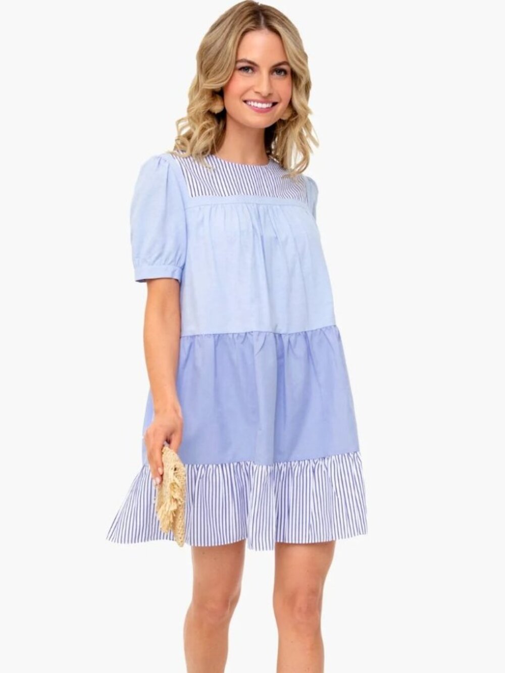 👗💙🩵Tuckernuck Pomander Place Quinn Tier Mini Swing Dress Medium